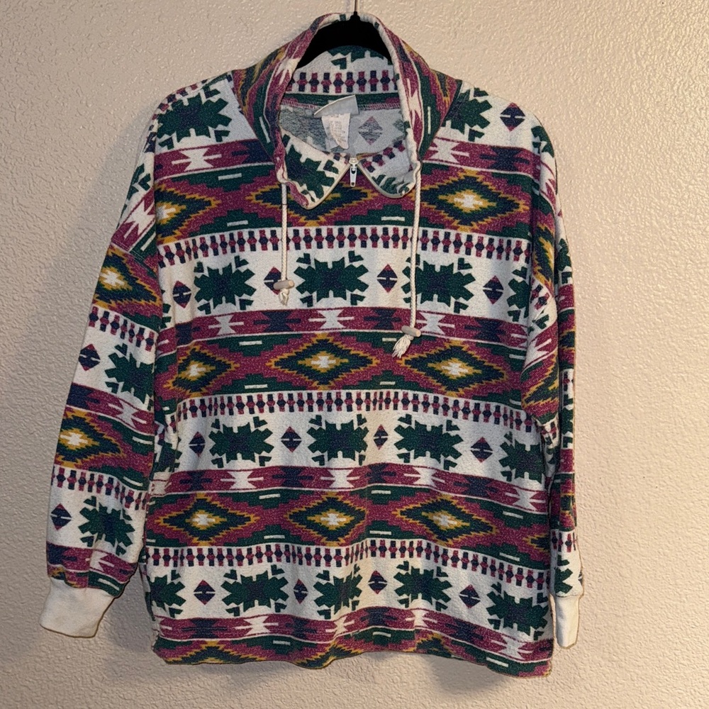 Vibrant Geometric Women's Cowl Neck Sweater